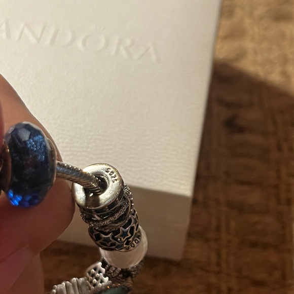 PANDORA Silver 925 Bracelet Full Of 16 Charm Beads L18cm with Box - Picture 12 of 15